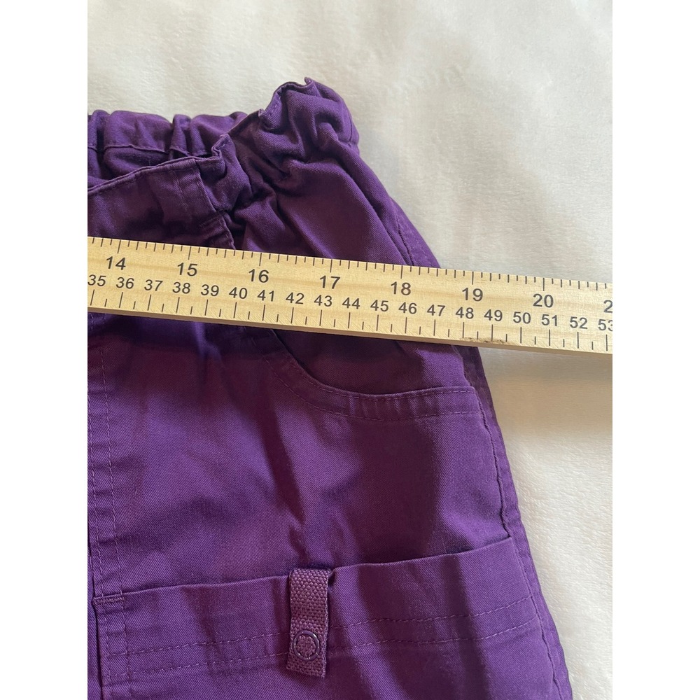 Butter-Soft Stretch Scrub Pants Womens 2X Purple Cargo Drawstring Elastic Waist - Picture 12 of 12